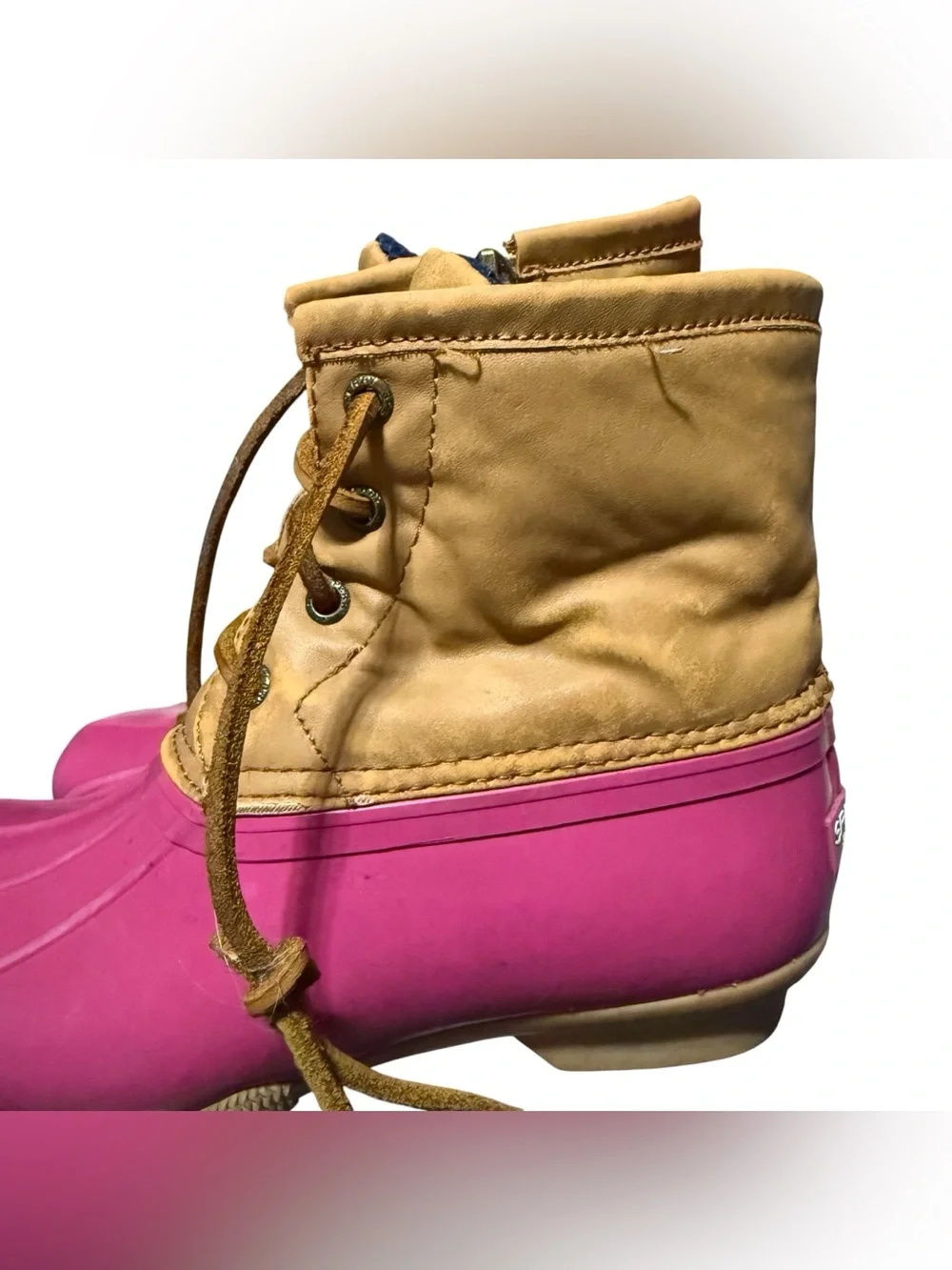 SPERRY- Salt Water Pink/Brown Duck Boot Girls 2Y
